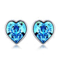 Aquamarine Crystals Heart Stud Earrings