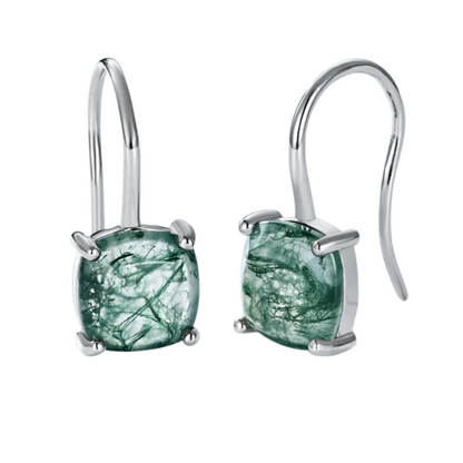 Dhia S925 Green Moss Agate Drop Earrings