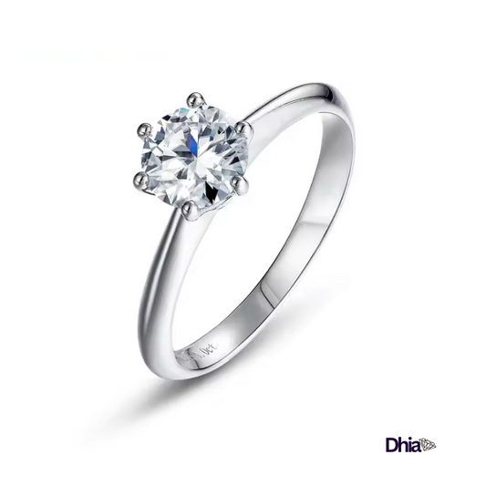 1.0ct S925 Moissanite Solitaire 6 Prong Ring