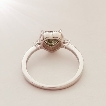 Heart Shaped Moss Green Agate Engagement Ring