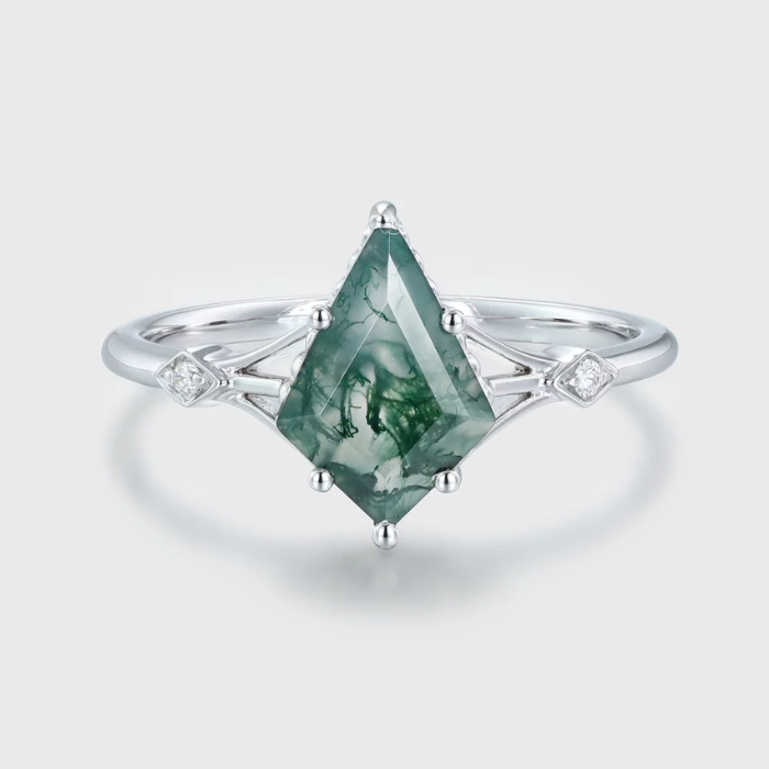 Moissanite & Moss Agate Combo