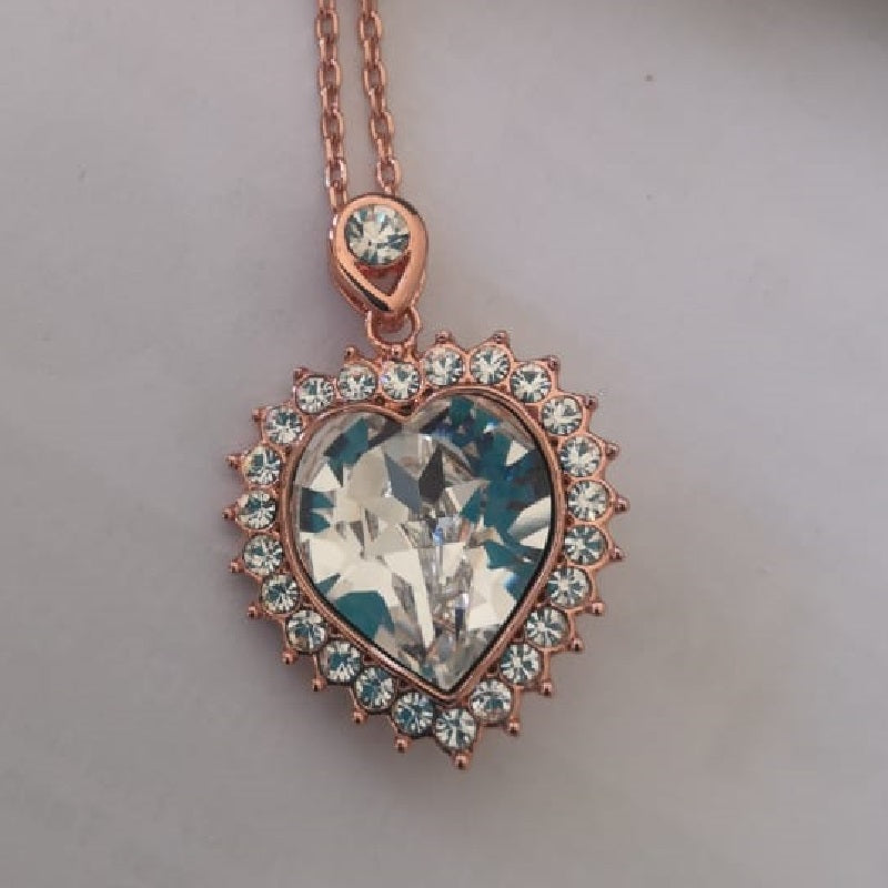 Rose Gold Plated Cubic Zirconia Heart Pendant