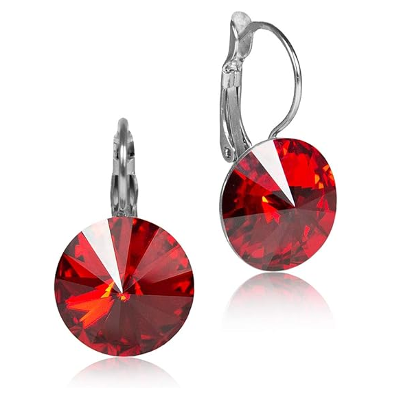 10mm Rivoli Red Drop Earrings