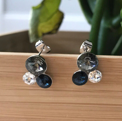 3Stone Swarovski Crystals Stud Earrings