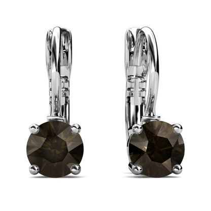 Elegant Smoky Quartz Drop Earrings Set with Swarovski Crystals