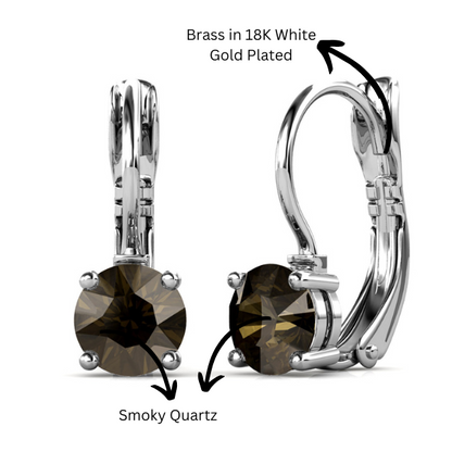 Elegant Smoky Quartz Drop Earrings Set with Swarovski Crystals