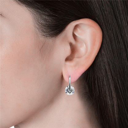 Elegant Hook Drop Earrings Set with Swarovski Crystals