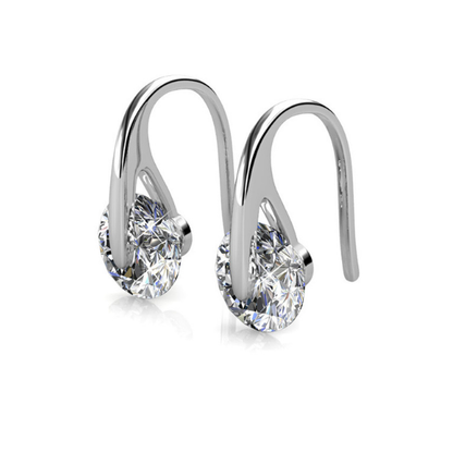 Elegant Hook Drop Earrings Set with Swarovski Crystals