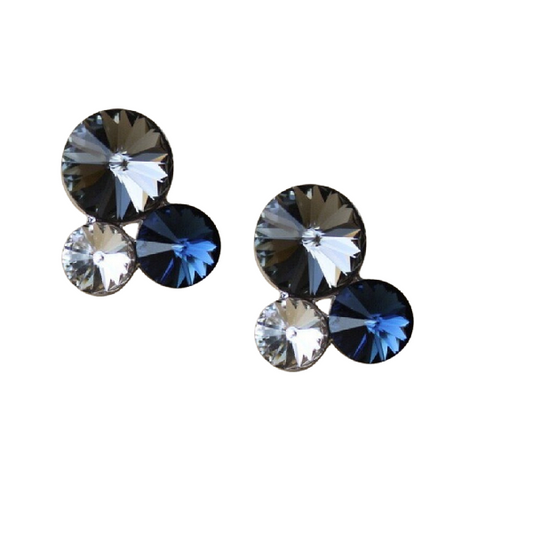 3 Stone Swarovski Crystals Stud Earrings