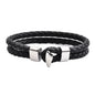 Mens Trendy Anchor Half-Cuff Leather Bracelet