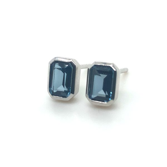 Octagonal Blue Stud Earrings