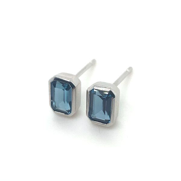 Octagonal Blue Stud Earrings