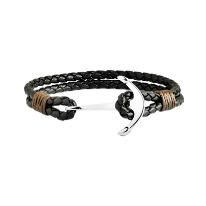 Mens Trendy Full Anchor Style Leather Bracelet