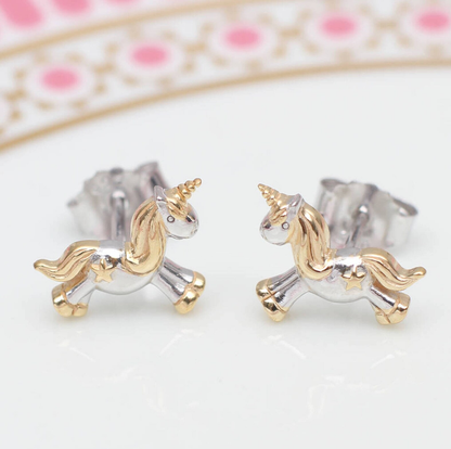 S925 and 18ct Gold Vermeil Unicorn Ear Studs