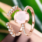 Vintage Promise Rose Quartz Ring Twin Set