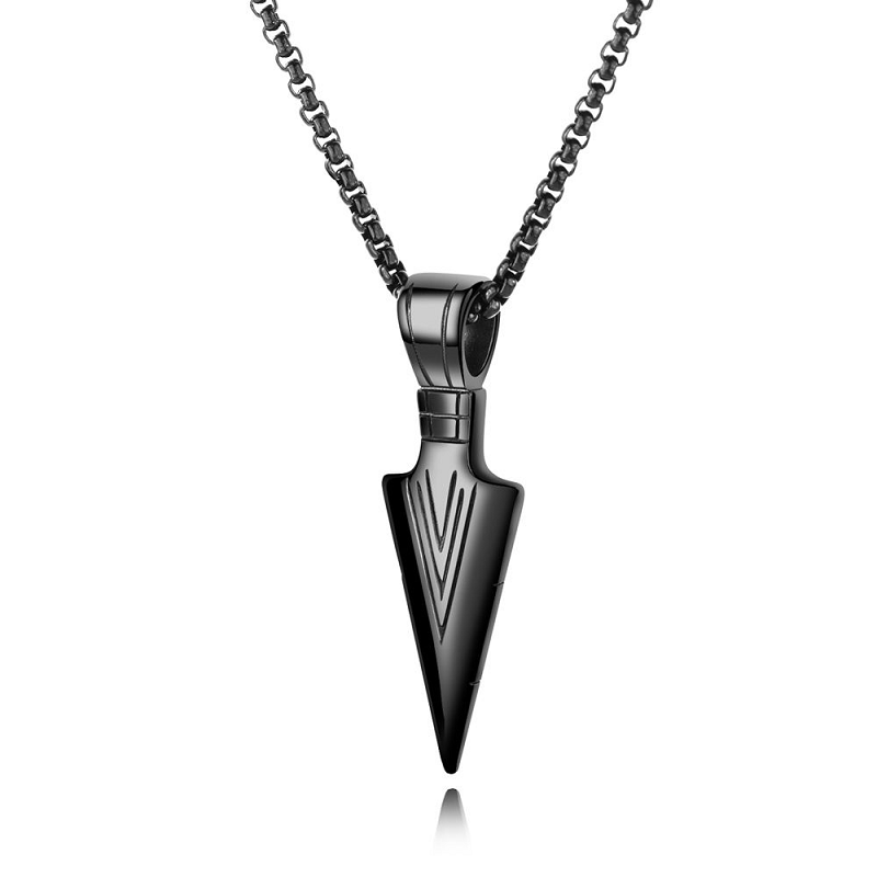 Arrowhead Pendant Necklace- Black