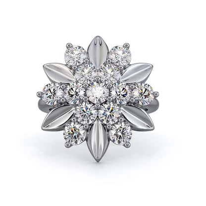 Flower Ring embellished with Swarovski ZirconiaThis beautiful Flower Ring is a luxurious addition to any jewellery collection. Crafted with S925 Sterling Silver and adorned with an array of Swarovski Zirconia, itRingsDJ004Dhia JewelleryFlower Ring embellished
