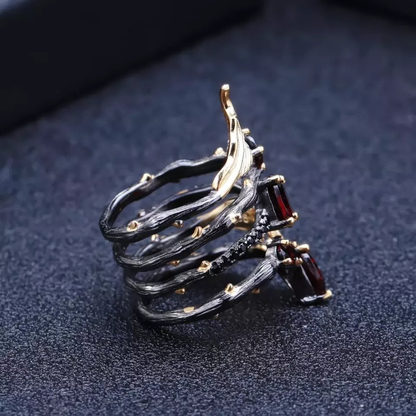 Red Garnet Spiral Ring