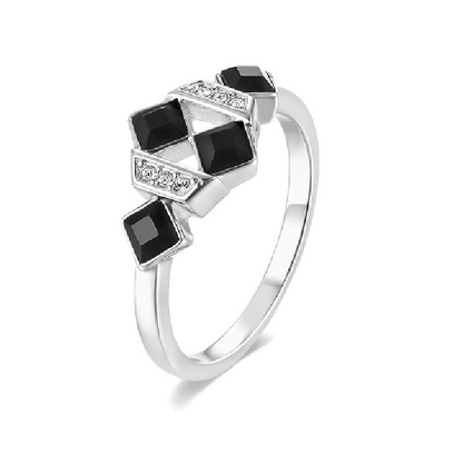 Dhia Black Square RingThe Dhia Black Square Ring is crafted with Sterling Silver and embellished with dazzling Swarovski crystals, the perfect combination of elegance and opulence. The deRingsDJ002Dhia JewelleryDhia Black Square Ring