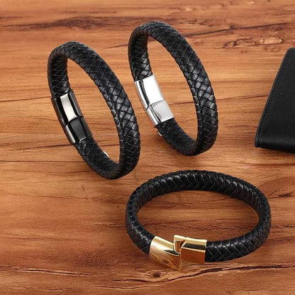 6mm Leather Braided BraceletIntroducing the timeless and versatile 6mm Leather Braided Bracelet—a staple in men's fashion. Crafted from genuine leather, this lightweight bracelet boasts an elegLeather BraceletsIN STOCKDhia Jewellery6mm Leather Braided Bracelet