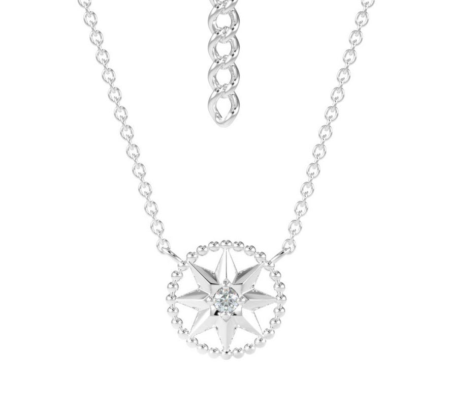 Silver Compass Necklace