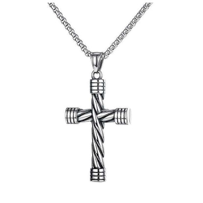 Twisted Rope Cross NecklaceThis necklace is crafted of stainless steel, this distinctive men's cross necklace features a rope cross design.
Specifications:- Material: Stainless Steel- Chain LeNecklaces8001/ 8006Dhia JewelleryTwisted Rope Cross Necklace